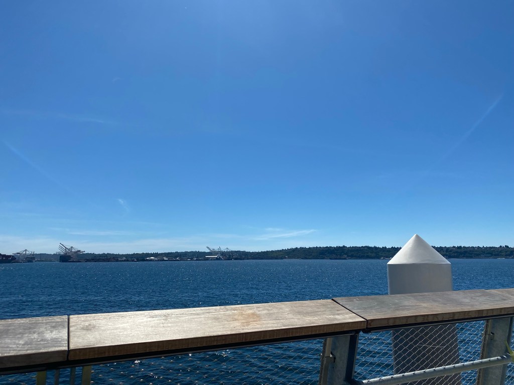View of across the bay, looking at land.